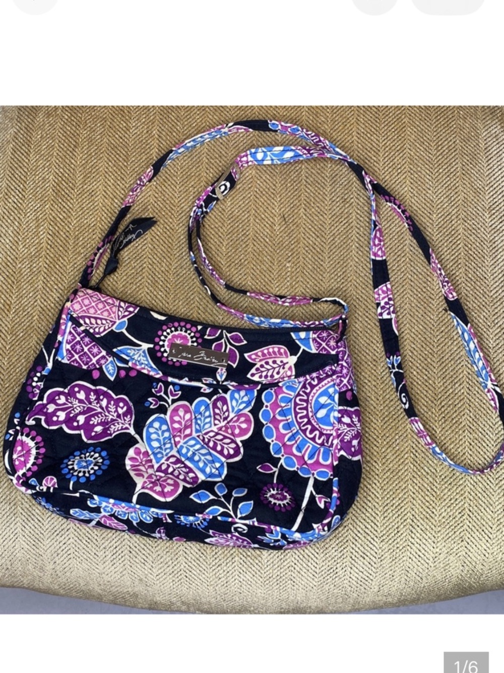 NWOT! Vera Bradley Alpine Floral Blue Purple Adjustable Strap Crossbody Purse